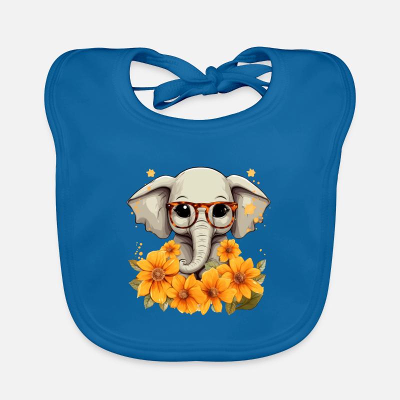 elefant sonnenblume - Baby Bio-Lätzchen - Pfauenblau