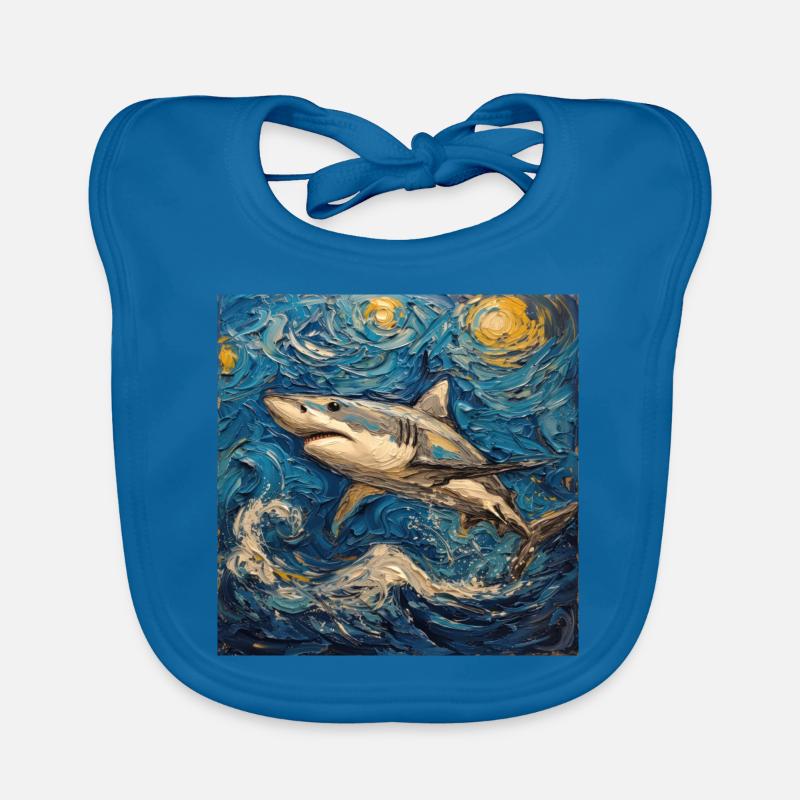 Requin, Requin, Poisson, Van Gogh, Nuit étoilée Bavoir bio Bébé