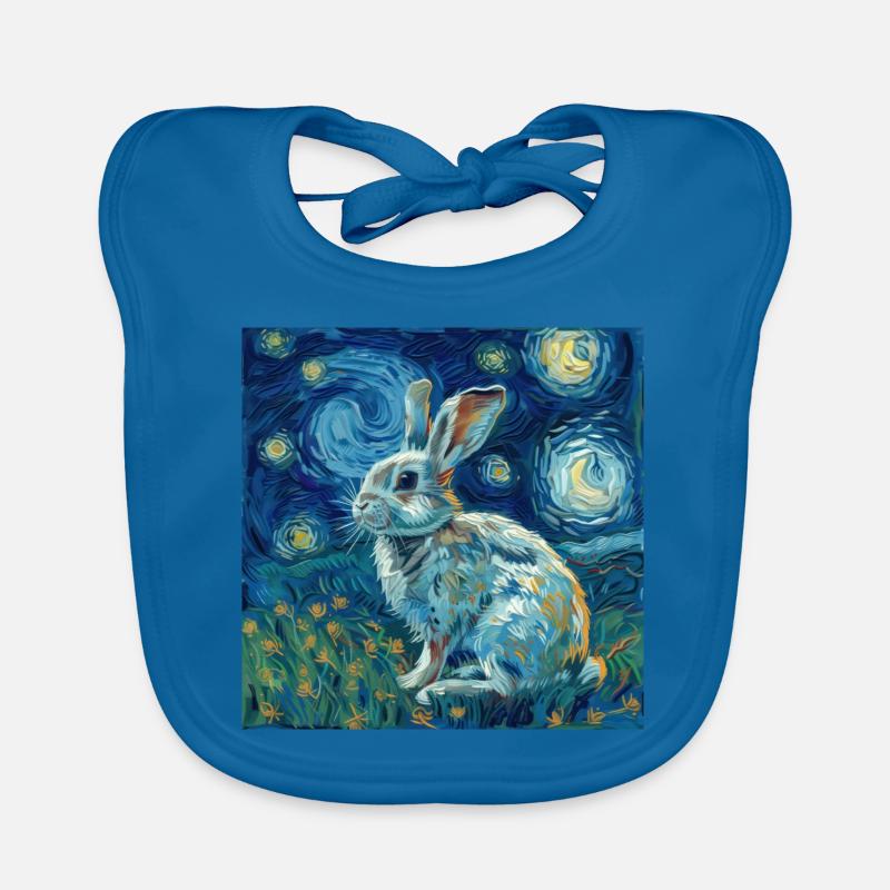 Hare, Rabbit, Animal, Van Gogh, Starry Night Organic Baby Bibs