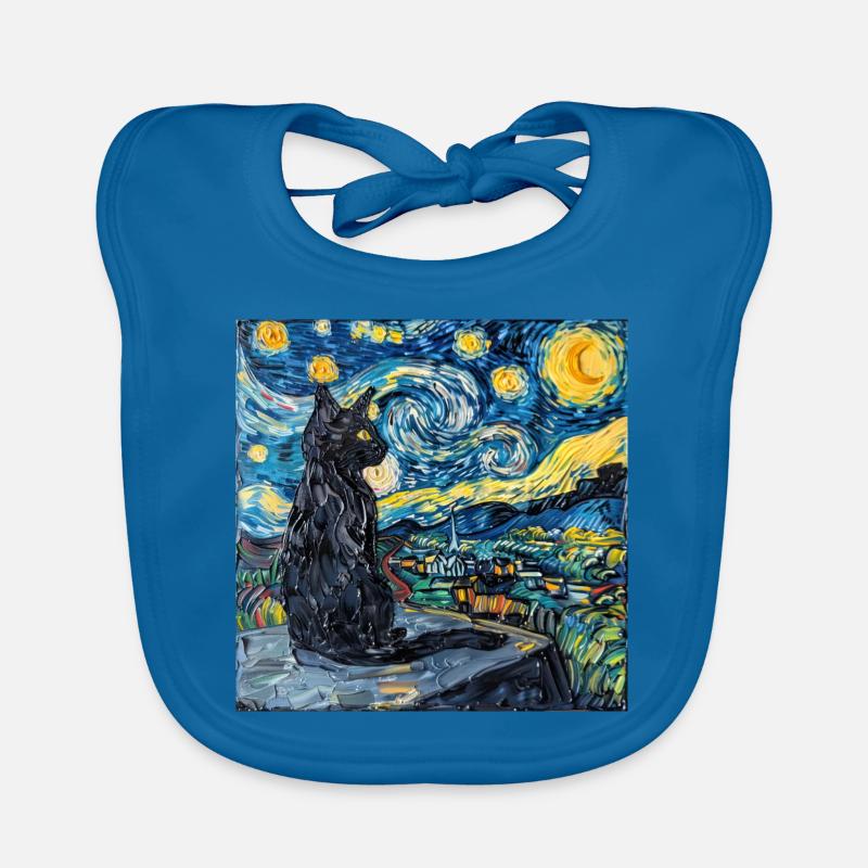 Chat, Motif De Chat - Bavoir bio Bébé - bleu paon