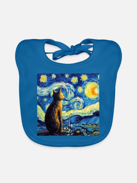 Katze, katzenmotiv, geschenk - Baby Bio-Lätzchen - Pfauenblau