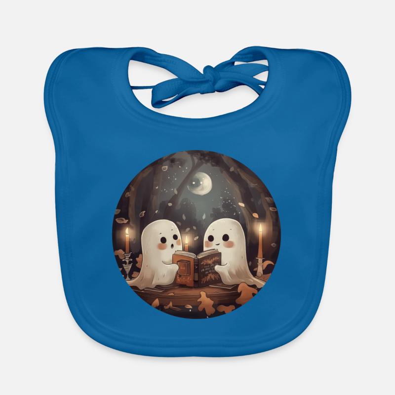 Ghosts, Reading, Book, Library, Halloween Organic Baby Bibs