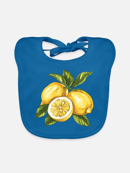 Zitronen Lemon - Baby Bio-Lätzchen - Pfauenblau