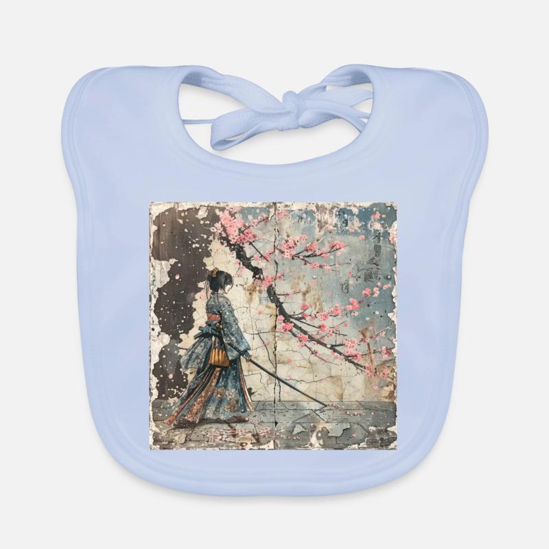 Japanisch, Samurai, Kirschblüte, Kunst, Ukiyo-E Baby Bio-Lätzchen