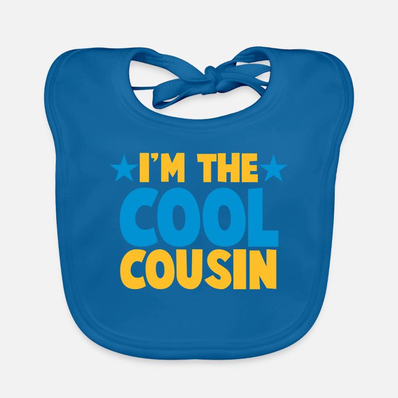 Ich bin der Cousin COOL! - Baby Bio-Lätzchen - Pfauenblau