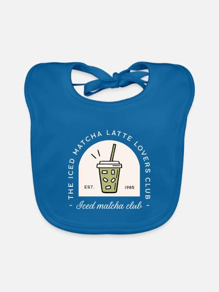 Iced matcha latte lovers Japanese drink funny - Organic Baby Bibs - peacock-blue - Front
