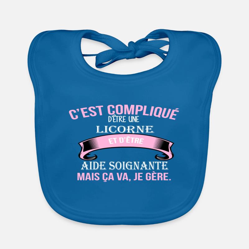 Aide soignante - Bavoir bio Bébé - bleu paon