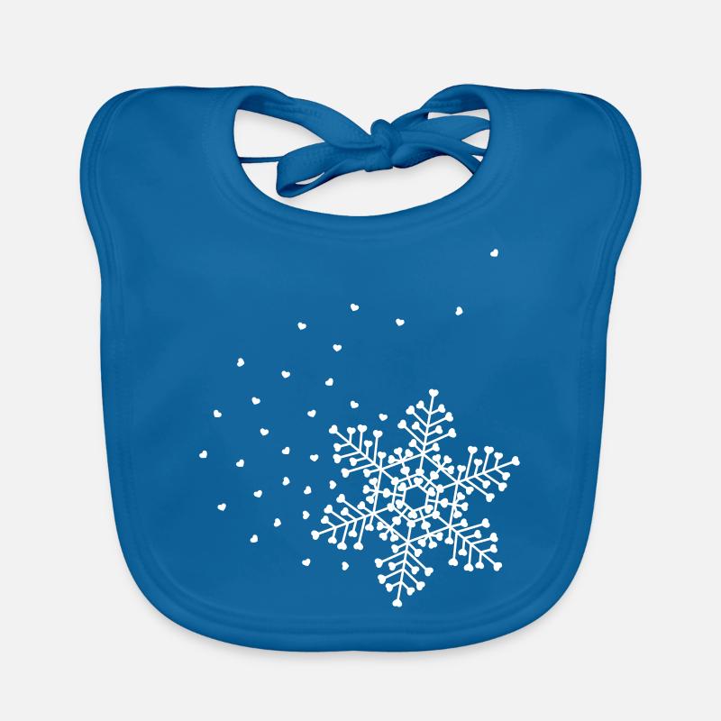 Flocon de neige coeur - Bavoir bio Bébé - bleu paon