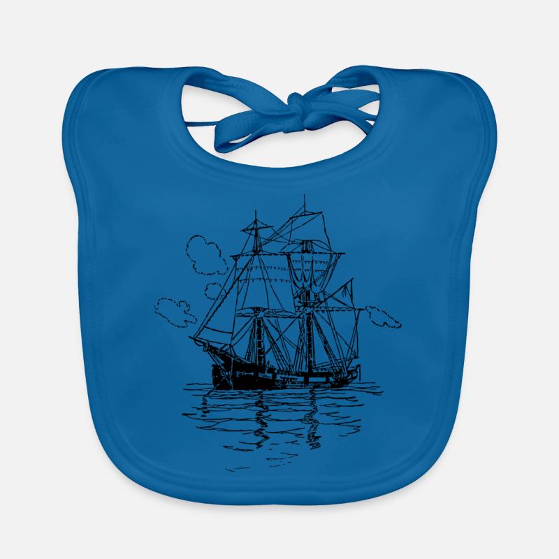 bateau pirate bateau bateau pirate Skull1 - Bavoir bio Bébé - bleu paon