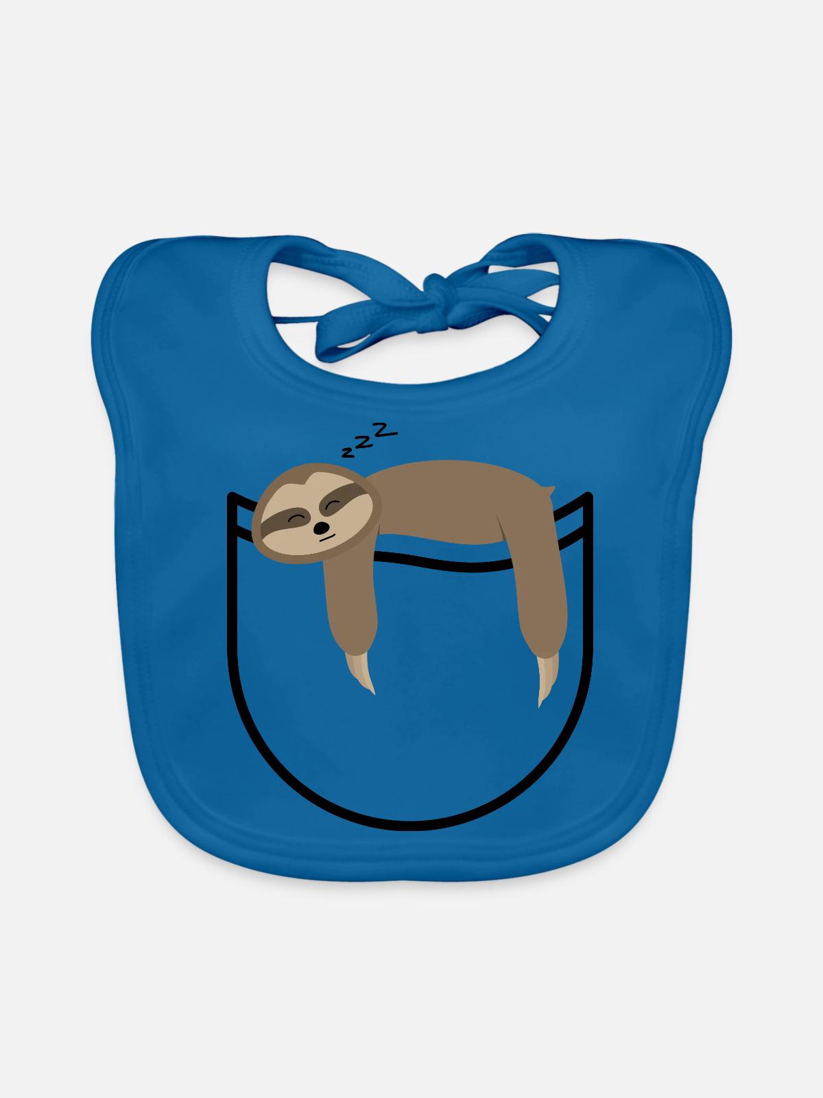 Pocket sloth - Organic Baby Bibs - peacock-blue - Front