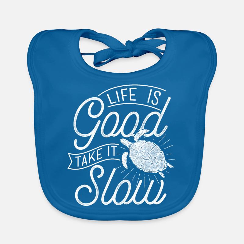Life is Good Take it Slow - turtle turtle Organic Baby Bibs