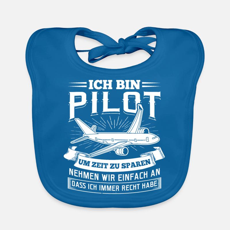Ich bin Pilot Flugzeug Fliegen Luftfahrt - Baby Bio-Lätzchen - Pfauenblau