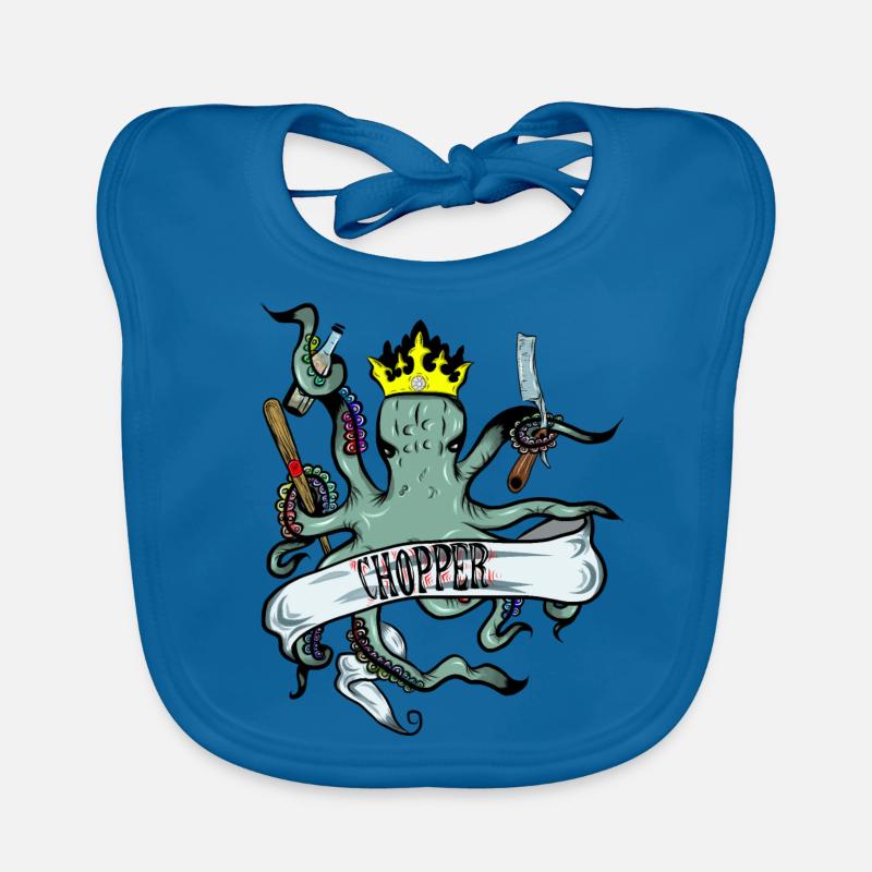 Oktopus Krake mit Krone und chopper Baby Bio-Lätzchen