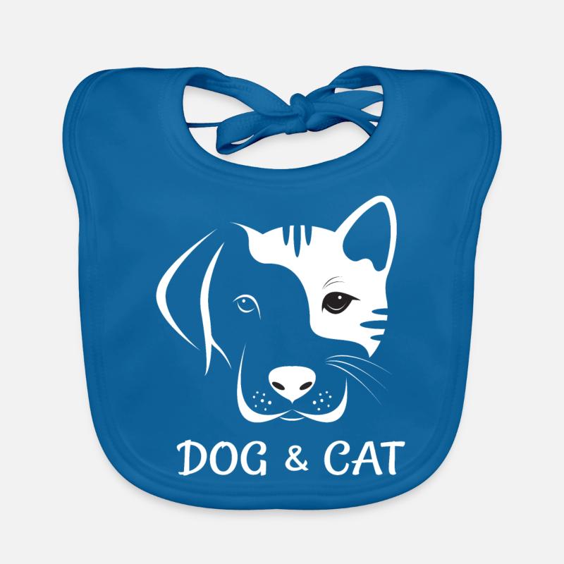Chien et chat chien et chat - Bavoir bio Bébé - bleu paon