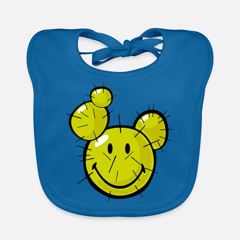 Smiley Cactus - Bavoir bio Bébé - bleu paon