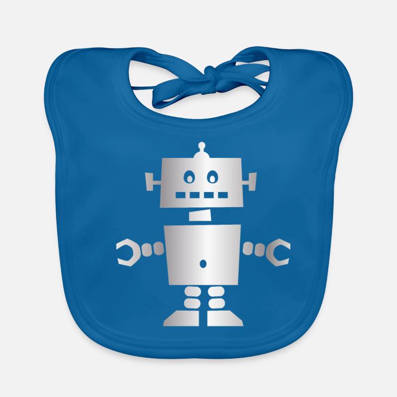 Roboter - Baby Bio-Lätzchen - Pfauenblau
