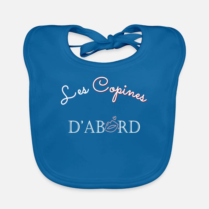 Les copines d'abord ! - Bavoir bio Bébé - bleu paon