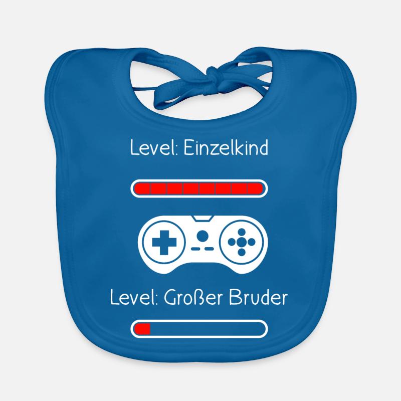 Großer Bruder Level Up Einzelkind Completet Zocker - Baby Bio-Lätzchen - Pfauenblau