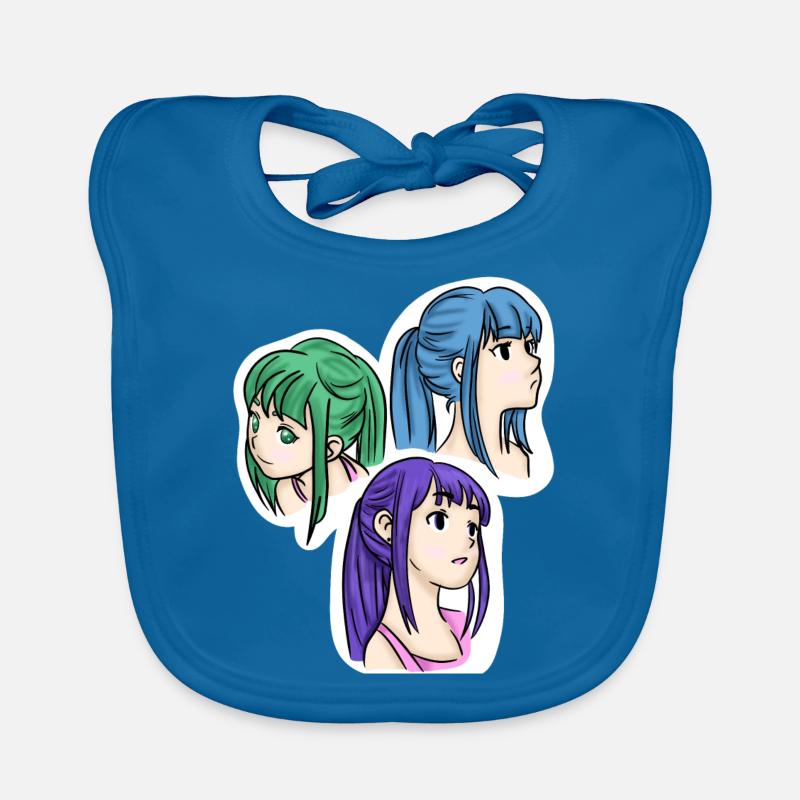 Die Drillinge 💚💜💙 - Baby Bio-Lätzchen - Pfauenblau