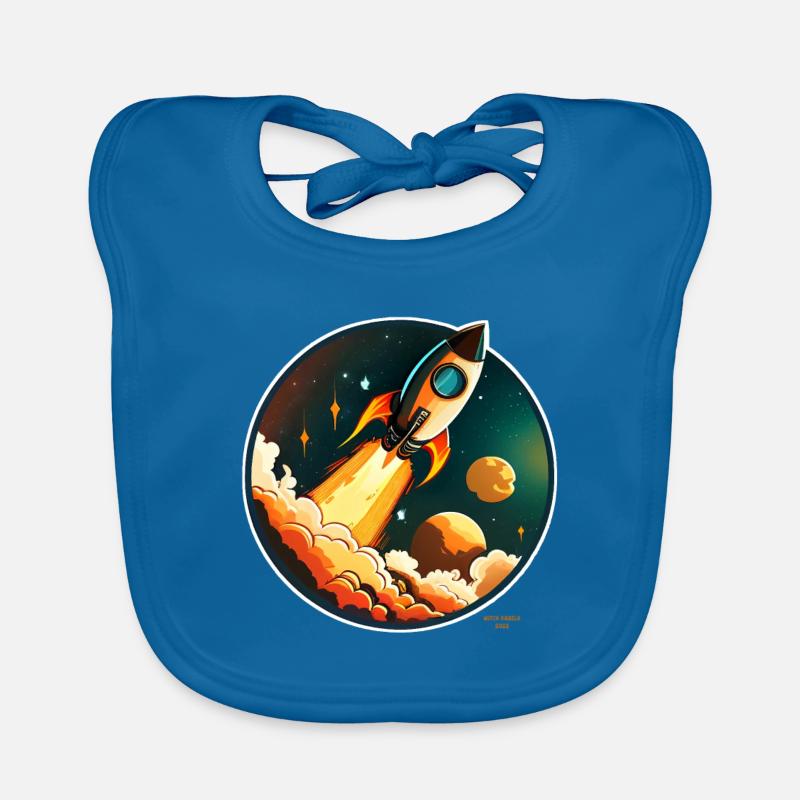 Rocket on its way to space Organic Baby Bibs