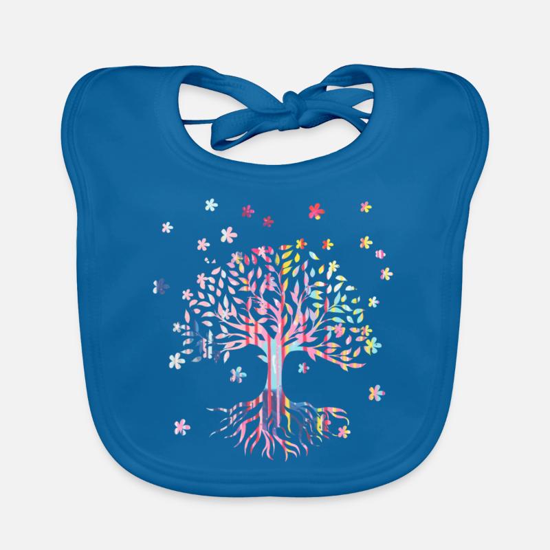 Arbre de Vie,Arbre de Vie,fleurs,coloré,graffiti Bavoir bio Bébé