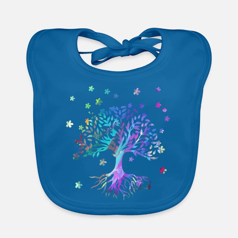 Arbre de Vie,Arbre de Vie,fleurs,coloré,graffiti Bavoir bio Bébé