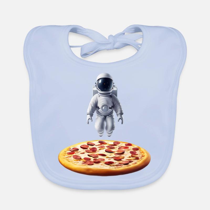 Schwebender Astronaut über Pizza Baby Bio-Lätzchen