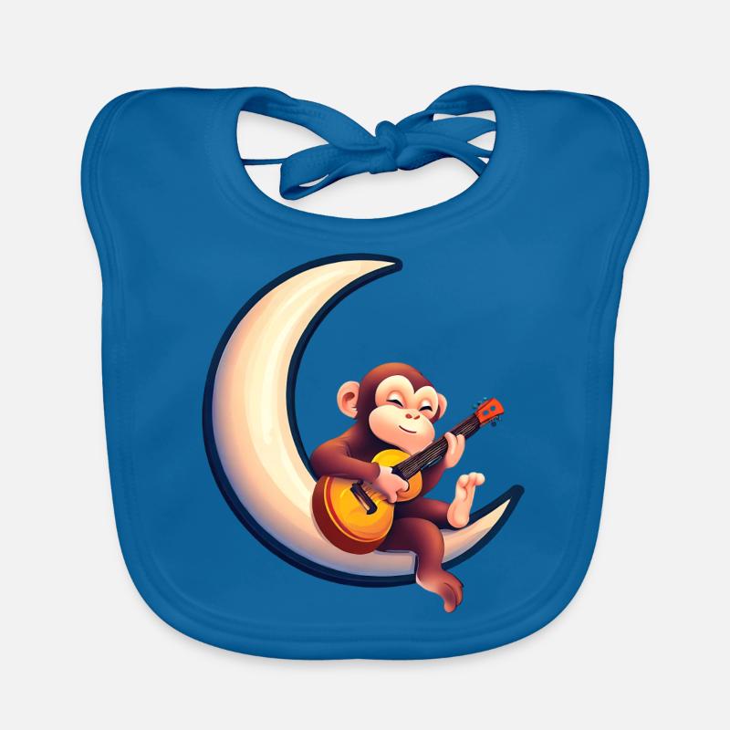 Musical monkey in the crescent moon Organic Baby Bibs