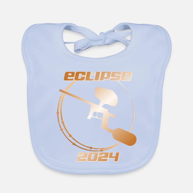 Eclipse 2024, with a paintball marker. Organic Baby Bibs
