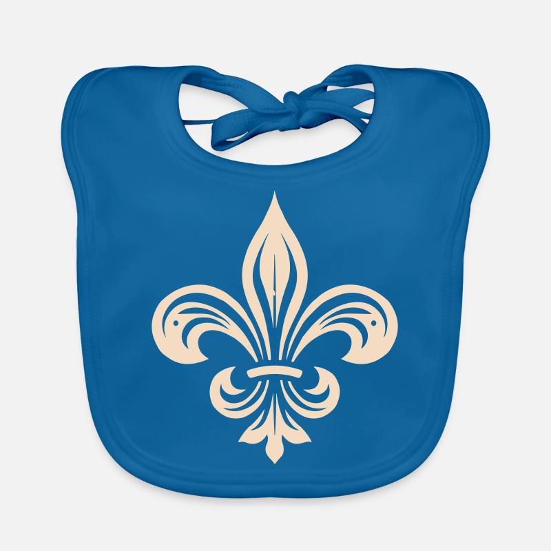 fleur de lys - Bavoir bio Bébé - bleu paon