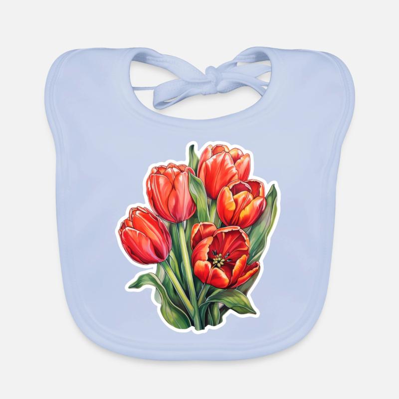 Tulipes 5 Fleurs Bavoir bio Bébé