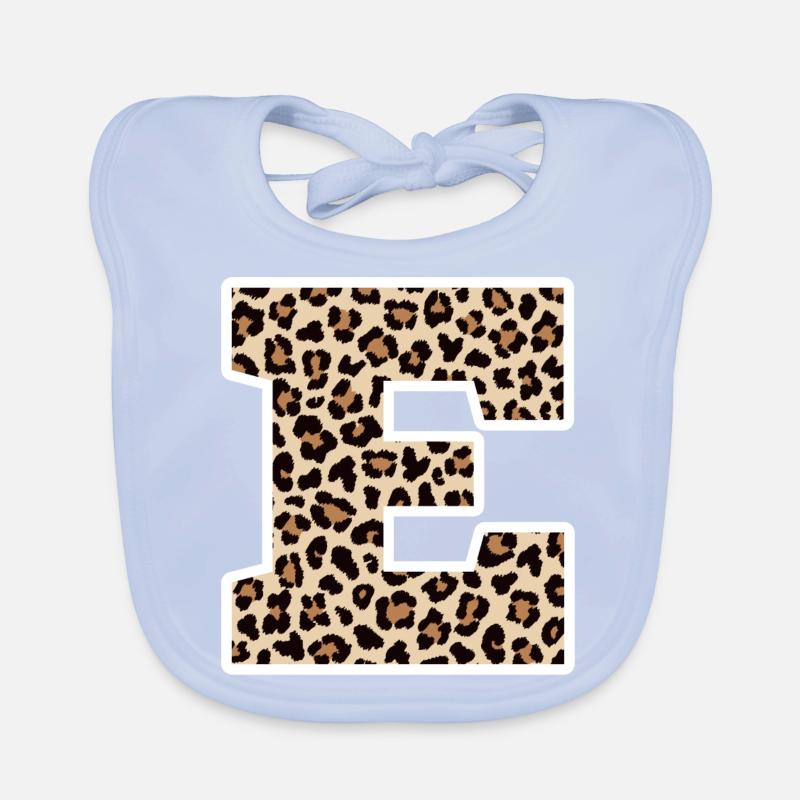 Letter E Leopard Pattern - Birthday Gift Idea Organic Baby Bibs