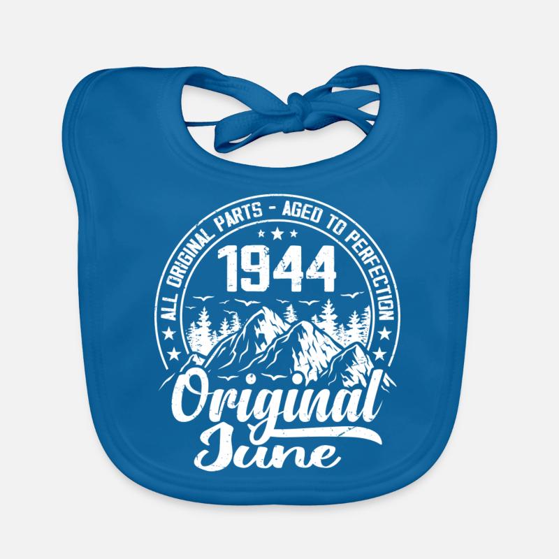 Juni 1944 Original: Geschenk zum 80-jährigen Jubiläum - Baby Bio-Lätzchen - Pfauenblau