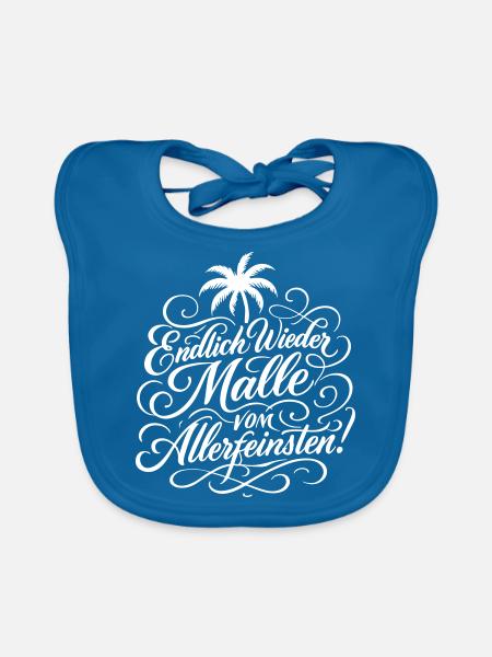 Endlich Malle Spruch Urlaub - Baby Bio-Lätzchen - Pfauenblau - Vorne