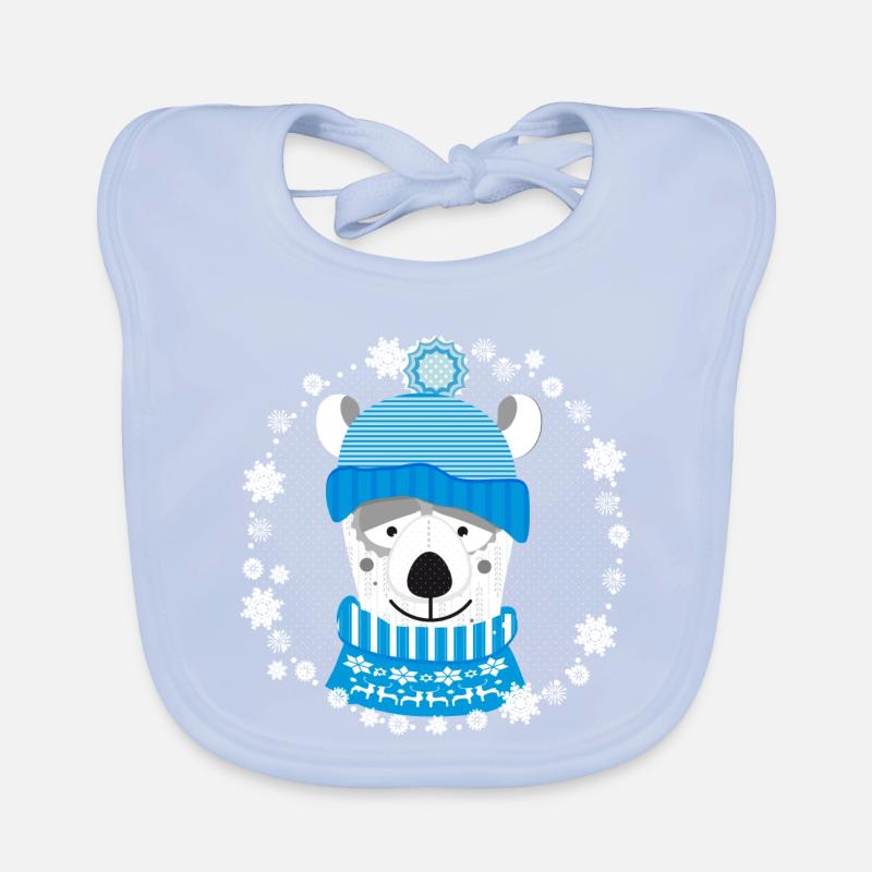 Eisbär mit Mütze und Pulli Baby Bio-Lätzchen
