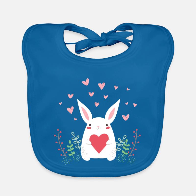 Lapin de l’Est Lapin de Pâques Oreilles de lapin mignon LOL - Bavoir bio Bébé - bleu paon