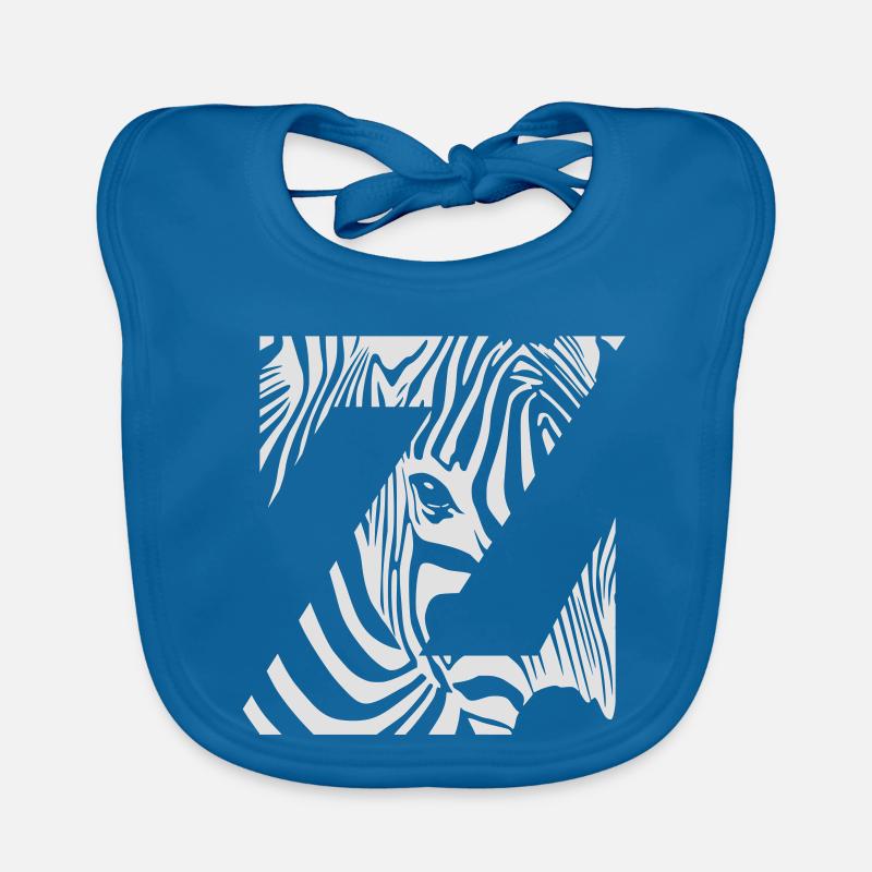Zebra Mix Mono White - Bavoir bio Bébé - bleu paon