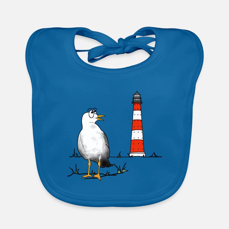 Seagull, lighthouse, sea, cleaned up Organic Baby Bibs