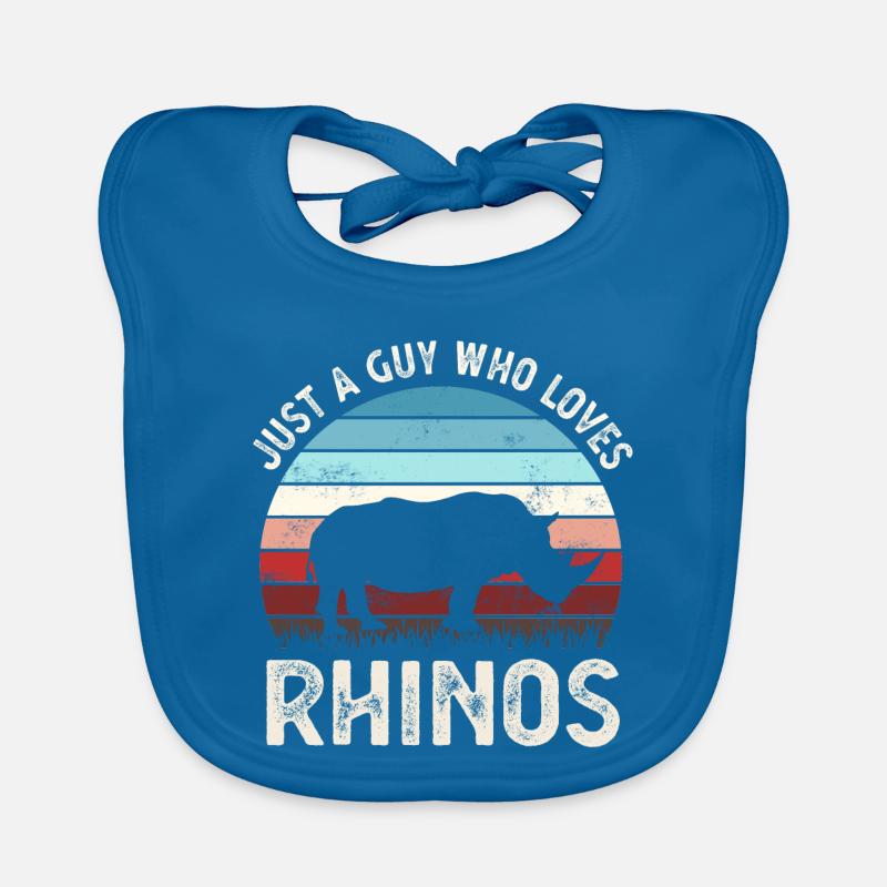 Rhinocéros - Bavoir bio Bébé - bleu paon