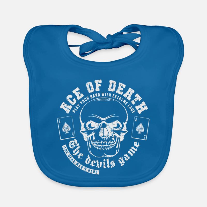 As de la mort blanc - Bavoir bio Bébé - bleu paon