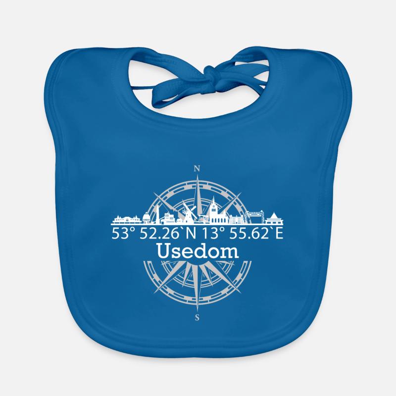 Skyline Usedom - Baby Bio-Lätzchen - Pfauenblau