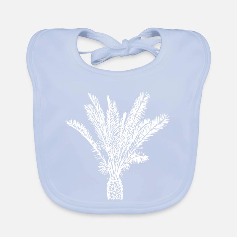 Palm Tree White Organic Baby Bibs