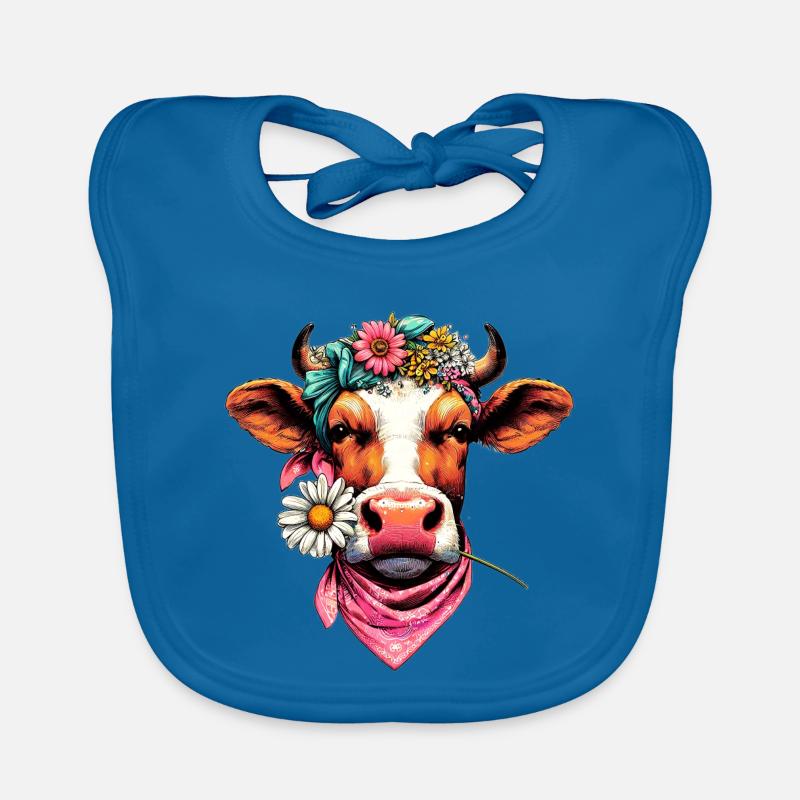Vache avec des fleurs Bavoir bio Bébé