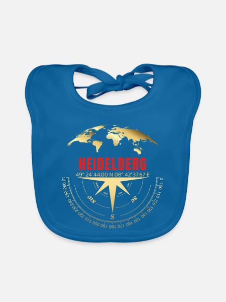 Koordinaten Heidelberg - Baby Bio-Lätzchen - Pfauenblau