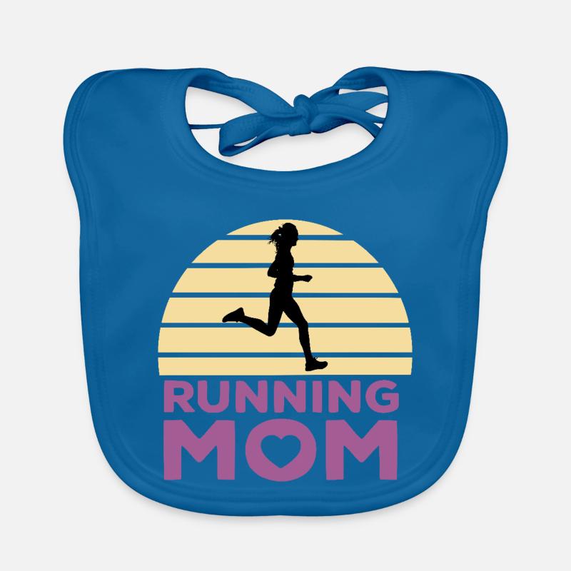 Running mom - Bavoir bio Bébé - bleu paon
