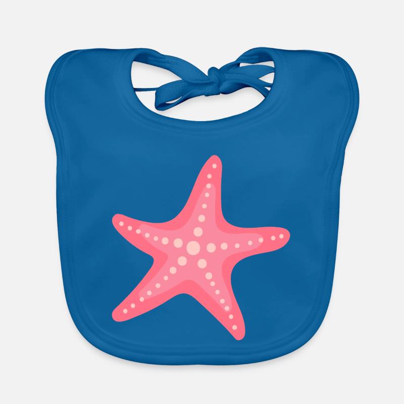 Pastel Pink Starfish – Sleek Marine Pattern Organic Baby Bibs