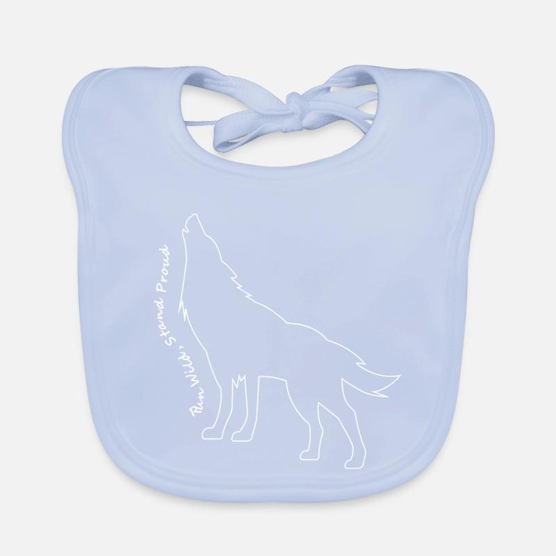 Howling Wolf Line Art Design Organic Baby Bibs
