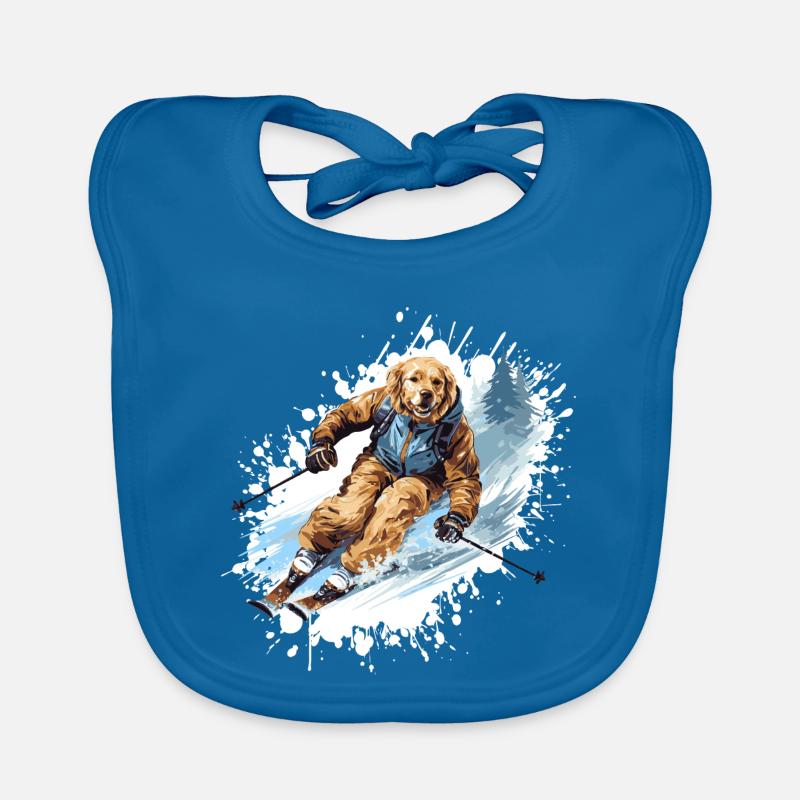 Golden Retriever Cane Sci Sci - Bavaglino ecologico per neonato - blu pavone