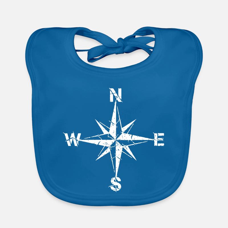 Compass Wind Rose Grunge Vintage Vector Organic Baby Bibs