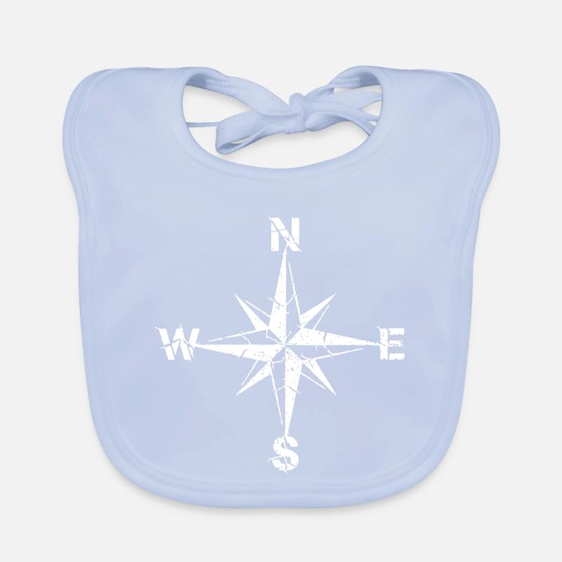 Compass Wind Rose Grunge Vintage Vector Organic Baby Bibs